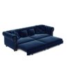 3 In 1 Pull Out Sofa Bed, Convertible Sleeper Sofa Bed, King Size Sofa Bed, Chaise Lounge, Velvet T3 Seater Sofa With Movable Ottoman, Tufted Design - Blue - Image 15