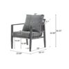 Modern Aluminum Lounge Chair Set With Rope Accents And Cushions For Indoor / Outdoor Spaces - Gray - Image 2