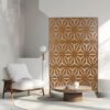 Freestanding Decorative Metal Privacy Screen For Deck Balcony Patio - Brown, Steel, 76" H X 48" W - Image 13