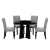5 Piece Round Dining Table Set, Modern Dining Table And 4 Upholstered Chairs For Dining Room, Kitchen Room, Living Room - Gray / Black - Image 8