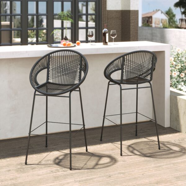 Ferrara - Outdoor Patio Barstool (Set of 2) - Black