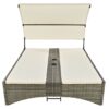 Patio Daybed Outdoor Daybed Sun Lounger With Shelter Roof With Adjustable Backrest, Storage Box And 2 Cup Holders For Patio, Balcony, Poolside - Cream - Image 10