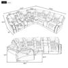 Manual Reclining Sectional Sofa Set L Shaped Symmetrical Motion Sofa Corner Couch Sets With Storage Boxes, 4 Cup Holders And LED Light Strip For Living Room - Black - Image 2