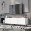 Modern Stylish Extendabletv Stand TV Cabinet For 80" TV - Black / White - Image 3