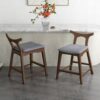 Hester - Solid Wood Upholstered Square Bar Chair (Set of 2) - Fabric - Gray - Image 3