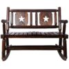 Rustic Outdoor Wood Rocking Bench Double Rocking Chair For 2 Persons With Curved Seat, Porch Rocker - Brown - Image 6