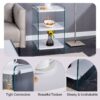 Simple Elegant Bedside Table With Storage Function And Tempered Glass - White - Image 8