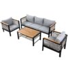 4 Pieces Outdoor Sectional Sofa Set 5 Person Patio Seating Group Outdoor Conversation Set With Cushions And A Coffee Table For Patios, Gardens, Or Balcony - Gray - Image 18