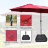 15 X 9 Ft Large Double Sided Rectangular Outdoor Twin Patio Market Umbrella With Light And Base - Red - Image 5