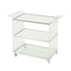Elegant Acrylic Bar Cart With Tempered Glass Shelves And Rattan Metal Frame - Clear - Image 3