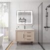 36" X 30" Medicine Cabinet With LED Vanity Mirror, Anti-Fog, Recessed Or Surface Mount, Waterproof, Dimmable, Aluminum 3000K~6000K Lighted Double Door Bathroom Cabinet With Touch Switch - Silver - Image 9