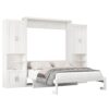 Full Size Murphy Bed With 2 Side Cabinet Storage Shelves, Cabinet Bed Folding Wall Bed With Desk Combo Perfect For Guest Room, Study, Office - White - Image 25