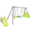 Xns052 Interesting Six Function Swingset With Net Swing Metal Plastic Safe Swing Set 440Lbs For Outdoor Playground For Age 3+ With 31.5" Net Swing - Green / Blue - Image 5