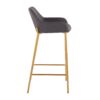 Daniella - Contemporary / Glam Fixed Height Bar Stool (Set of 2) - Gold / Charcoal - Image 3