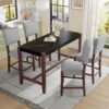 Counter Height Bar Table, Faux Marble Dining Table For Kitchen, Living Room, Or Balcony - Black - Image 9
