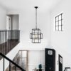 4 Light Metal Lantern Tiered Pendant Hanging Light Fixtures, Industrial Farmhouse Adjustable Height Chandeliers For Dining Room Hallway Foyer Entryway (E12 Bulbs Not Included) - Matte Black / Gold - Image 3