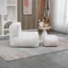 Fluffy Bean Bag Chair, Comfortable Bean Bag For Adults And Children, Super Soft Lazy Sofa Chair With Memory Foam And Ottoman, Indoor Modern Focus Bean Bag Chair For Living Room, Bedroom, Apartment - White - Image 4