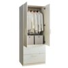 Emma - 2 Door Wood Closet With 2 Drawers And Hanging Bars - White - Image 5