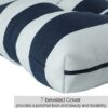2 Piece High Back Chair Cushion Set Tufted Patio Or Rocking Chair Cushions For Garden Or Porch - Blue Stripe - Image 2