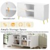 Modern TV Stand For TVs Up To 55", Entertainment Center Media Console, Adjustable Shelf, Metal Legs, Handles And Anti-Tip Device For Living Room - White - Image 11