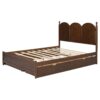Queen Size Platform Bed With With 2 Big Drawers, Twin Long Size Trundle - Walnut - Image 6