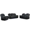 3 Pieces Recliner Sofa Sets Home Theater Seating Manual Recliner Chair With Center Console And Led Light Strip For Living Room - Black - Image 11