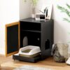 Cat Litter Box Enclosure, Hidden Cat Washroom, Kitty End Table, Litter Cabinet With Sisal Door - Black - Image 4