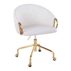 Claire - Contemporary / Glam Task Chair - Gold / White