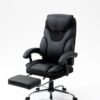 Massage Reclining Office Chair With Footrest, High Back Computer Chair Home Desk Ergonomic Executive Office Chair With Armrests, Adjustable Height - Black - Image 5