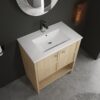 Modern 30" Freestanding Bathroom Vanity With Ceramic Sink And 2 Soft Closing Doors - Oak - Image 7
