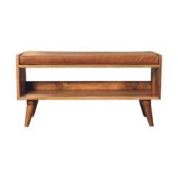 Bench With Leather Seatpad - Oak