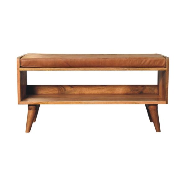 Bench With Leather Seatpad - Oak