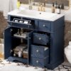 Bathroom Vanity With Resin Sink Combo, Frame Bathroom Storage Cabinet, Freestanding Vanity Set With 3 Drawers & Adjustable Shelf - Blue - Image 17