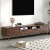 Mid Century TV Stand With 2 Drawers, Media Console Table For Tvs Up To 85'', Entertainment Center With Storage For Living Room - Dark Brown - Image 3