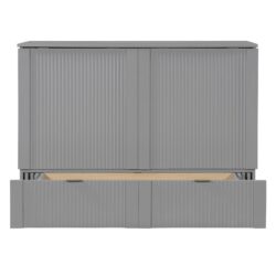 Full Size Murphy Bed With Drawer And A Set Of Sockets & USB Ports, Pulley Structure Design - Gray