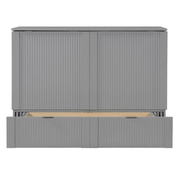 Full Size Murphy Bed With Drawer And A Set Of Sockets & USB Ports, Pulley Structure Design - Gray