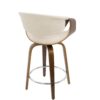 Curvini Mid-Century Modern Fixed Height Counter Stool With Swivel (Set of 2) - Walnut / Cream - Image 5