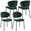 Boucle Dining Chairs, Modern Dining Room Chairs With Black Metal Legs, Armless Kitchen Chair For Dining Room, Living Room (Set of 4) - Dark Green - Image 4