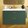Wall Mounted Bathroom Vanity With Resin Sink, Floating Bathroom Storage Cabinet With 2 Drawers, Bathroom Cabinet - Green - Image 21
