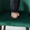 Counter Height Bar Stool, Metal Legs, Velvet Upholstered For Pub, Restaurant, Kitchen Island (Set of 2) - Black / Green - Image 4