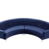 Velvet Curved Sofa - Navy Blue - Image 7
