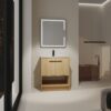 Modern 30" Bathroom Vanity With Ceramic Sink, Freestanding Cabinet, 2 Soft Closing Doors - Oak - Image 2