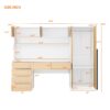 2 Door Storage Desk Wardrobe For Bedroom With Shelves And Drawers - Natural - Image 13