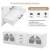 Modern Minimalist TV Stand For TVs Up To 75", Entertainment Center Media Console Cabinet With Adjustable Shelves For Living Room - White - Image 11