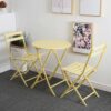 3 Piece Patio Bistro Set Of Foldable Round Table And Chairs - Yellow - Image 6