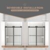 Frameless Shower Door, Double Sliding Shower Door, Clear Tempered Glass Shower Enclosure With Square Rail, Double Side Easy Clean Coat, Finished With Buffer - Matte Black - Image 4
