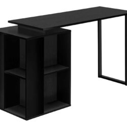 Computer Desk, Home Office, Left, Right Set-Up, Storage Shelves, Work, Laptop, Contemporary, Modern - Black