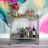 Cirro - Antique Mirror Wire Brass Serving Cart - Antique Brass / White - Image 8