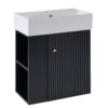 Modern Floating Bathroom Vanity With Ceramic Basin, Perfect For Small Bathrooms, Left Side Storage - Black - Image 15