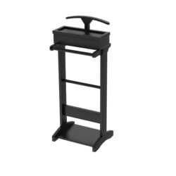 Portable Garment Rack, Clothes Valet Stand With Storage Organizer - Black